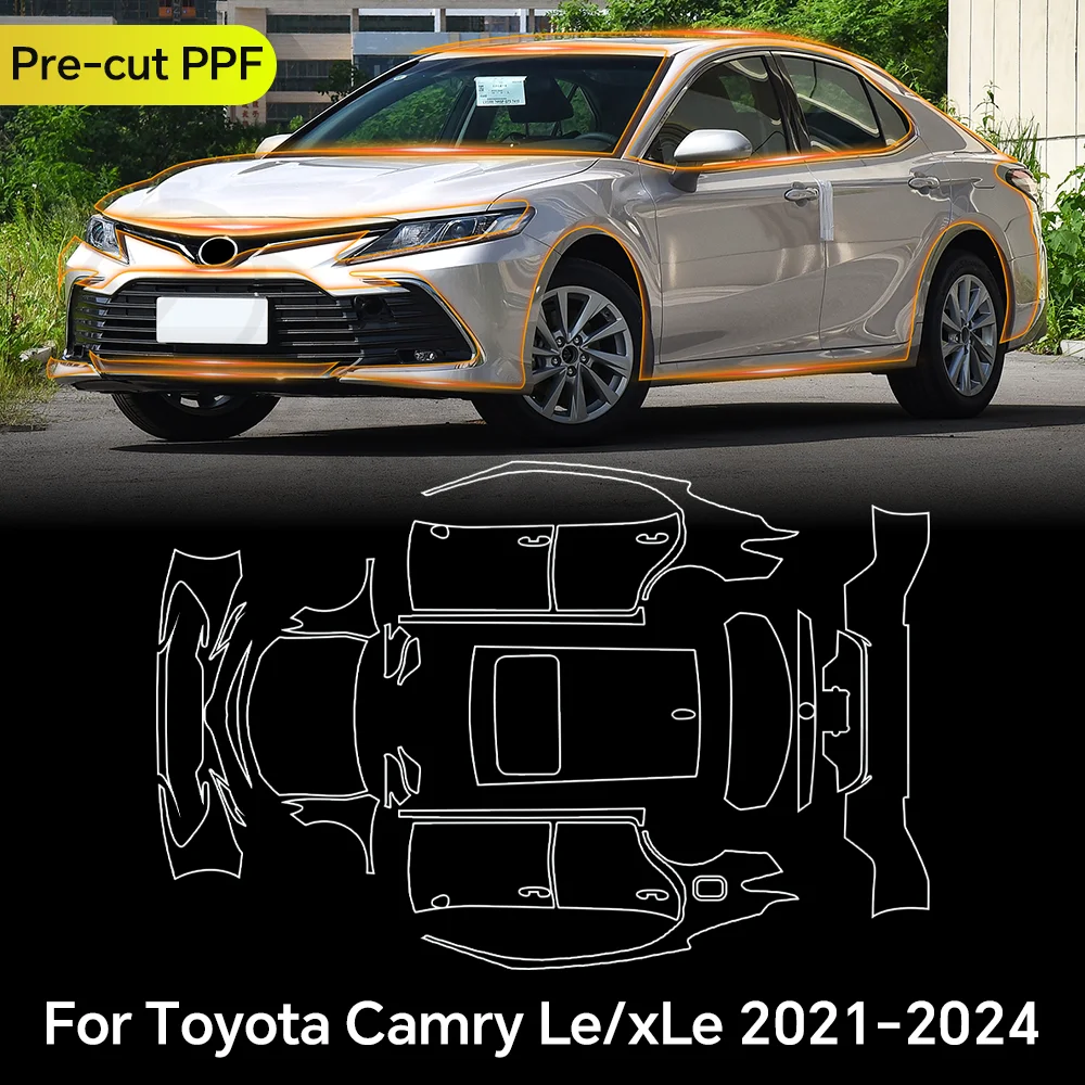 

Для Toyota Camry LE XLE 2021-2024 защитная пленка из ТПУ для краски, прозрачный бюстгальтер, кузов автомобиля, защита от царапин, предварительно вырезанный, устойчивый к PPF, невидимый Kiit