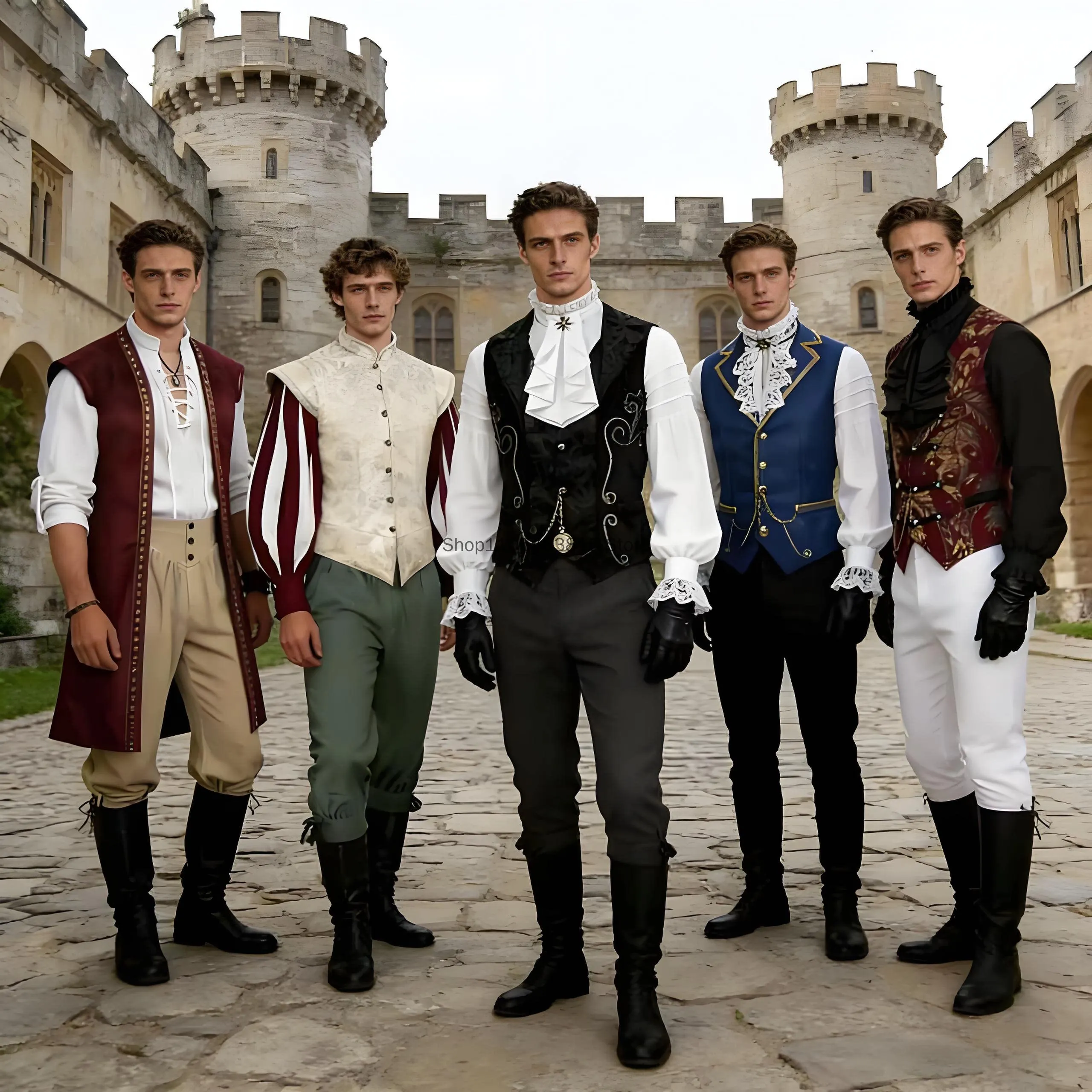 

Medieval Men's Noble Vest Embroidery Pirate Waistcoat England Ganster Gentle mand vest Halloween Tudor Cosplay Jacket