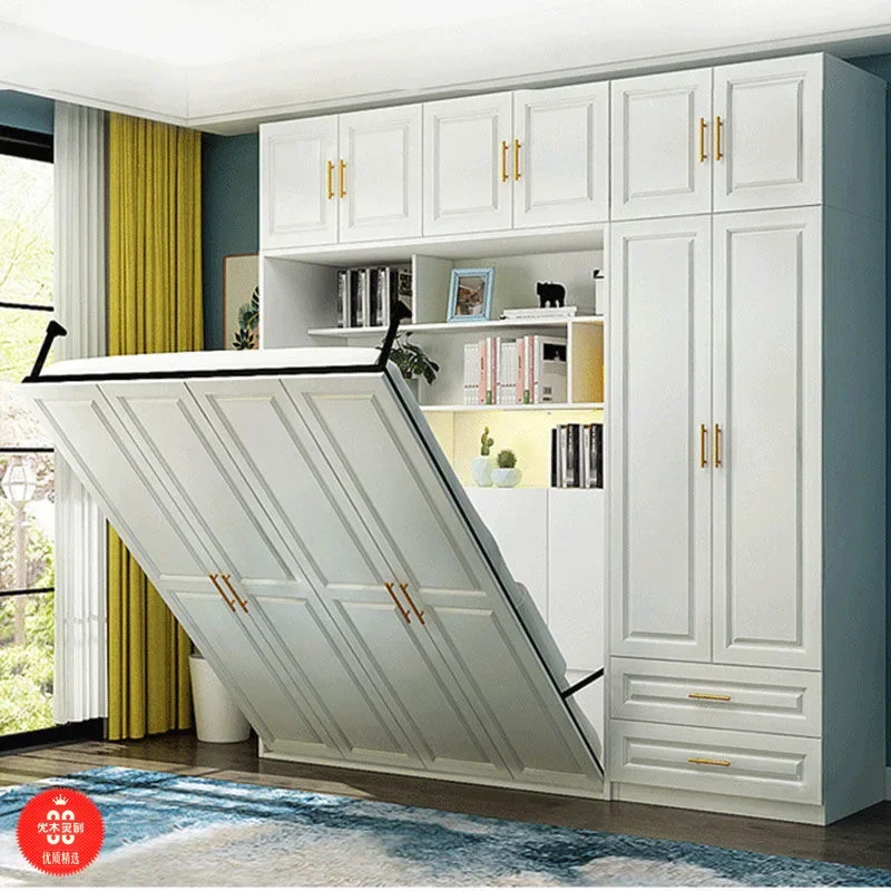 New invisible bed wardrobe integrated multifunctional small apartment household rotating folding bed