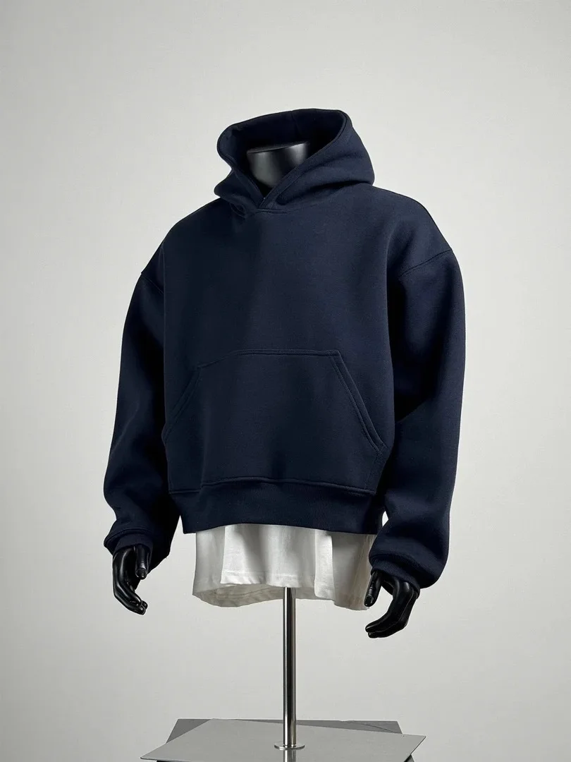 Damen Herren Hoodie, Damen Baumwoll-Sweatshirt mit Kapuze, einfarbig, lässig, locker geschnitten, langärmelig, Mädchen Jungen Kurz-Sweatshirt, Studenten-Hoodie – Detail 5