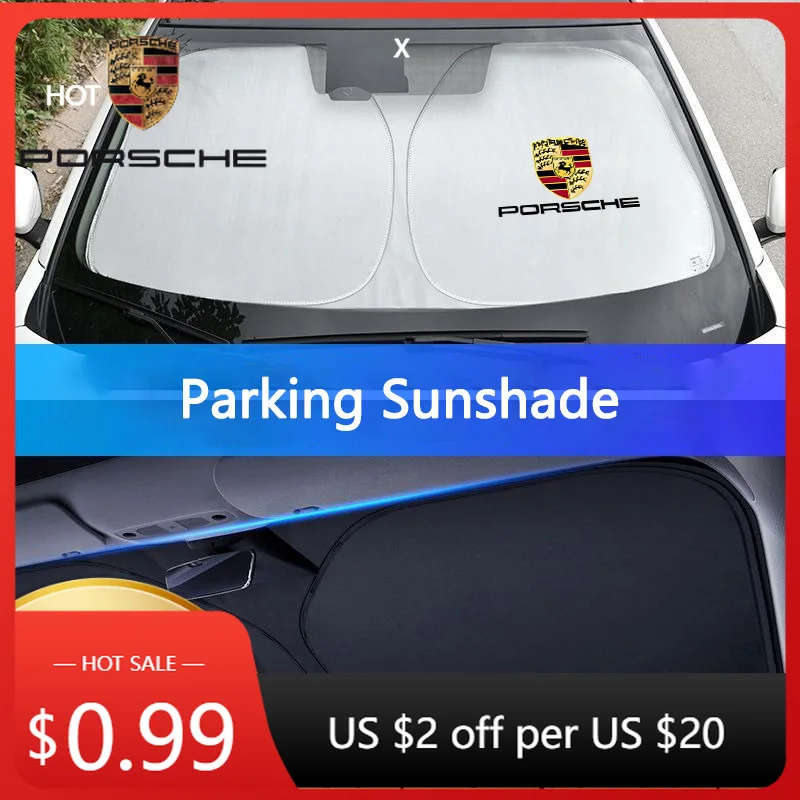 

Car Sticker For Porsche Cayman Cayenne 911 Macan Car Windshield Sun Shade Visor UV Protection Shield for Porsche Panamera Cayen
