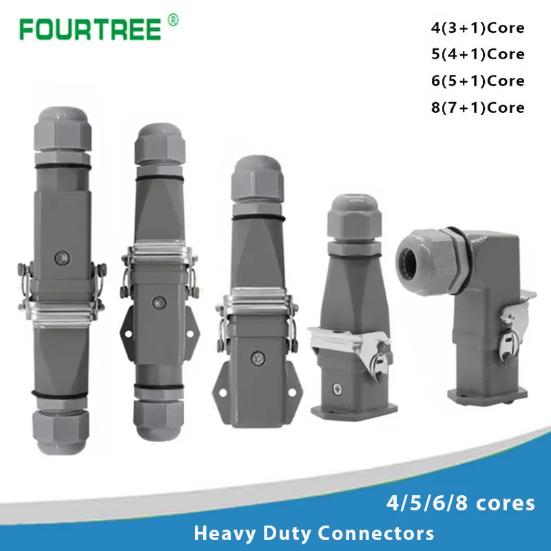 Heavy Duty Connector HDC HA 4 5 6 8 Pin Over Load Connection 10A 16A Rectangle Waterproof Multiple Function Aviation Plug Socket