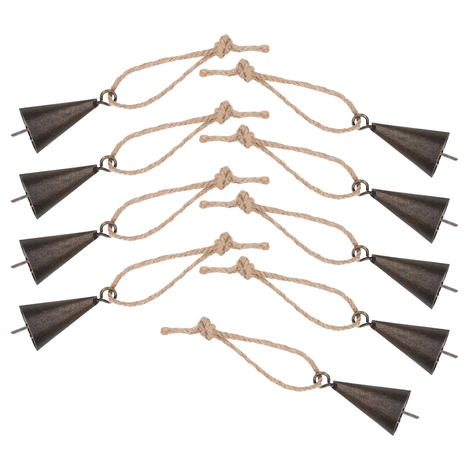 1 مجموعة خمر المعادن مخروطي البقر ريفي حبل القنب معلقة الزخرفية بصوت عال مزرعة الحيوان جرس عيد الميلاد سحر الحصان الأغنام جرس #3