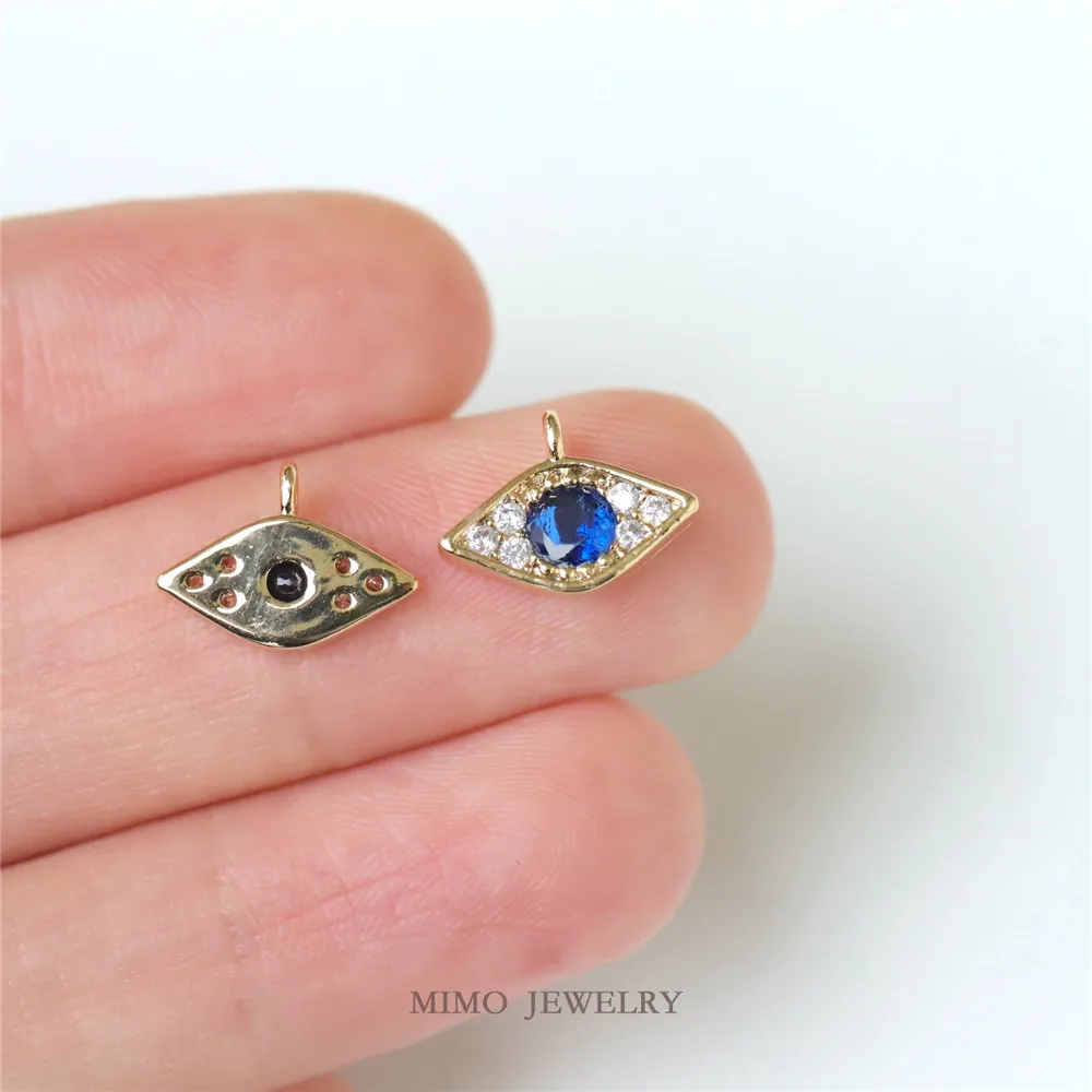 

Zircon Blue Türkiye Devil's Eye Charm Pendants 14K Real Gold Plated Brass Jewelry Making Supplies Diy Accessories M-460