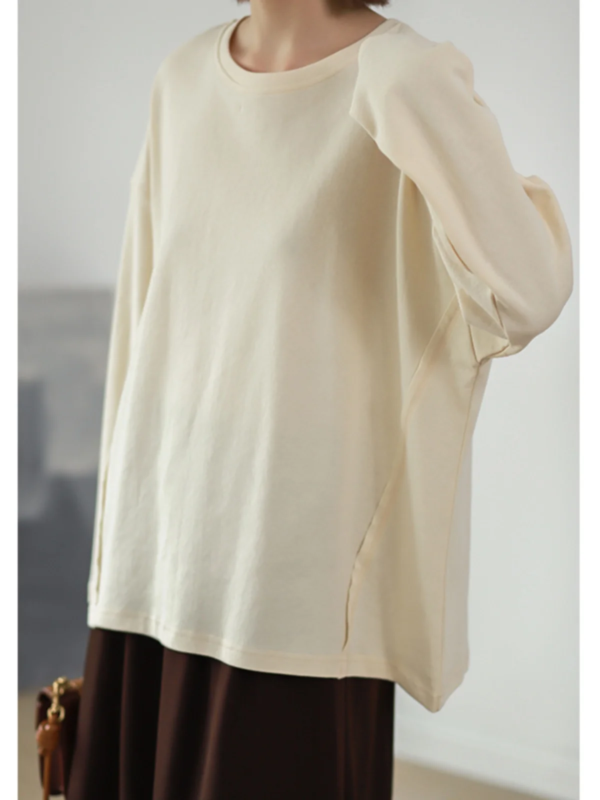 

Футболка Phil Dan Long Sve из мягкого хлопка, свободного кроя, с лоскутным дизайном, больших размеров, женская повседневная, с круглым вырезом, модель 6695