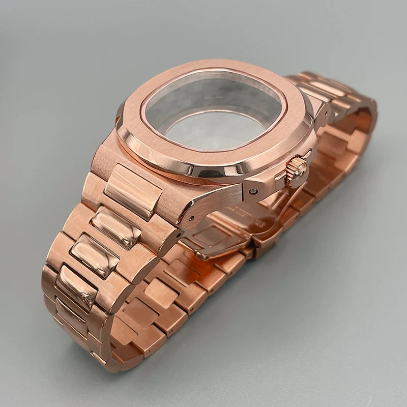 

40mm Nautilus Watch Case Steel Bracelet Sapphire Glass Waterproof For Mod Nautilus Nh35 Nh36 7S26 4R Movement 30.5mm Dial