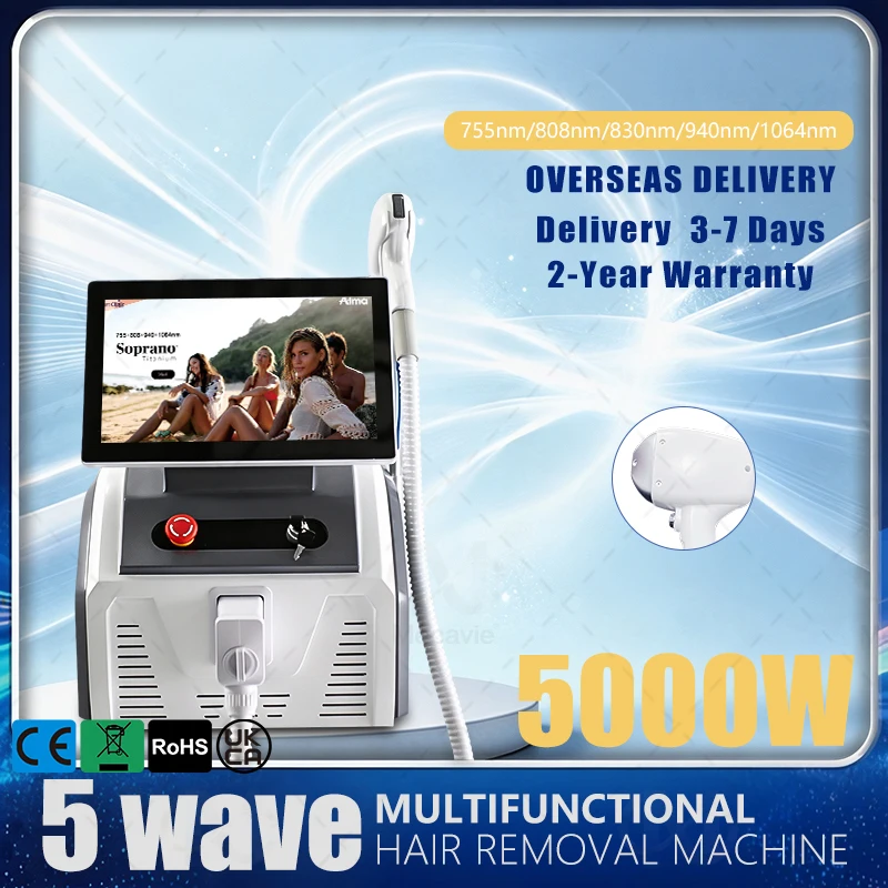 Professional 5000W Diode Laser Epilator for Permanent Hair Removal 5Wavelength Options Painless Home Use Device808nm Diode Laser
