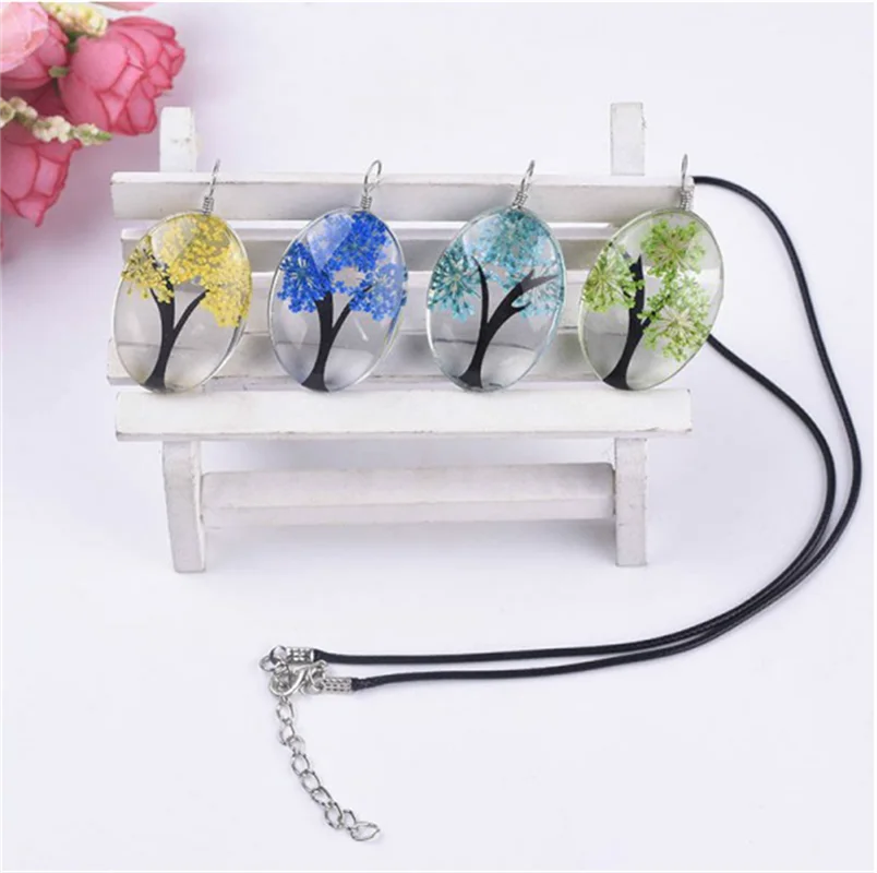 Dry Flower Pendant Necklaces Transparent Glass Life Tree Necklace Jewelry For Women Lucky Accessories 2026 Fashion Handmade Gift