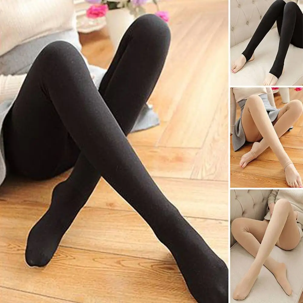 Thickened Women Leggings Elastic Waistband Pantyhose Autumn Winter Women Velvet Lining Warm Stirrup Leggings for Cold Weather