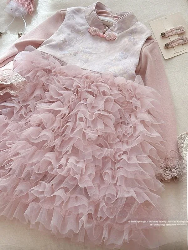 

Comfortable Casual National Sle Thousand Layer Tulle Dr for Girls Winter 2025 New Arrival Children's Clothing Trendy