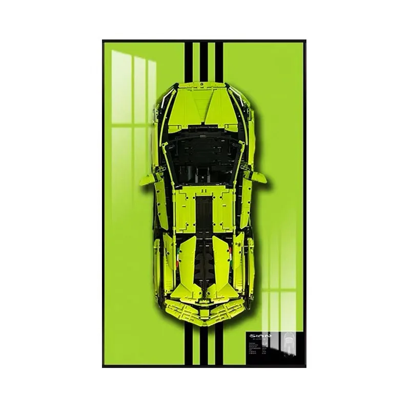 Wall-Mounted Display Frame for LEGO 42115 Lamborghini Sián FKP 37, Top View Wallboard, Adult Collectible Decor