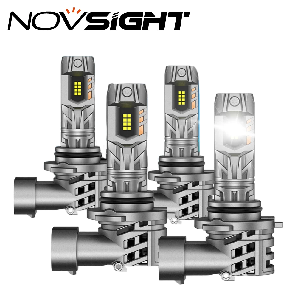 NOVSIGHT N63 9005 9006 LED سيارة العلوي السيارات رئيس مصباح لمبات 70 واط 16000LM 6500 كيلو حجم صغير مع مروحة 12-18 فولت 7535