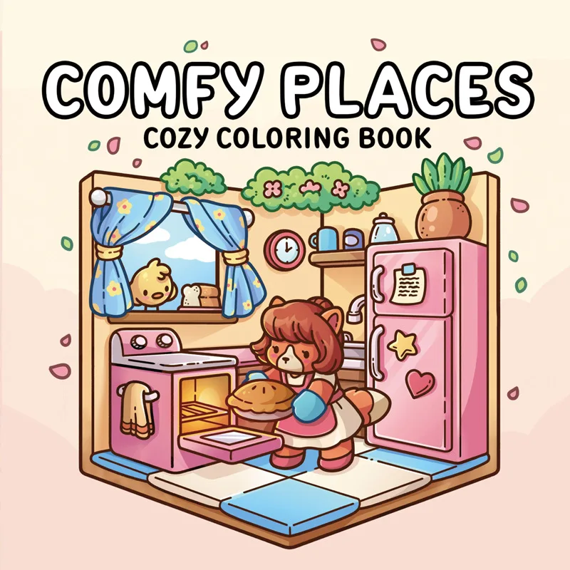 Adult Coloring Book Comfy Places Cute Activities Relaxation Art Therapy Mindfulness Stress Relief for Women Men