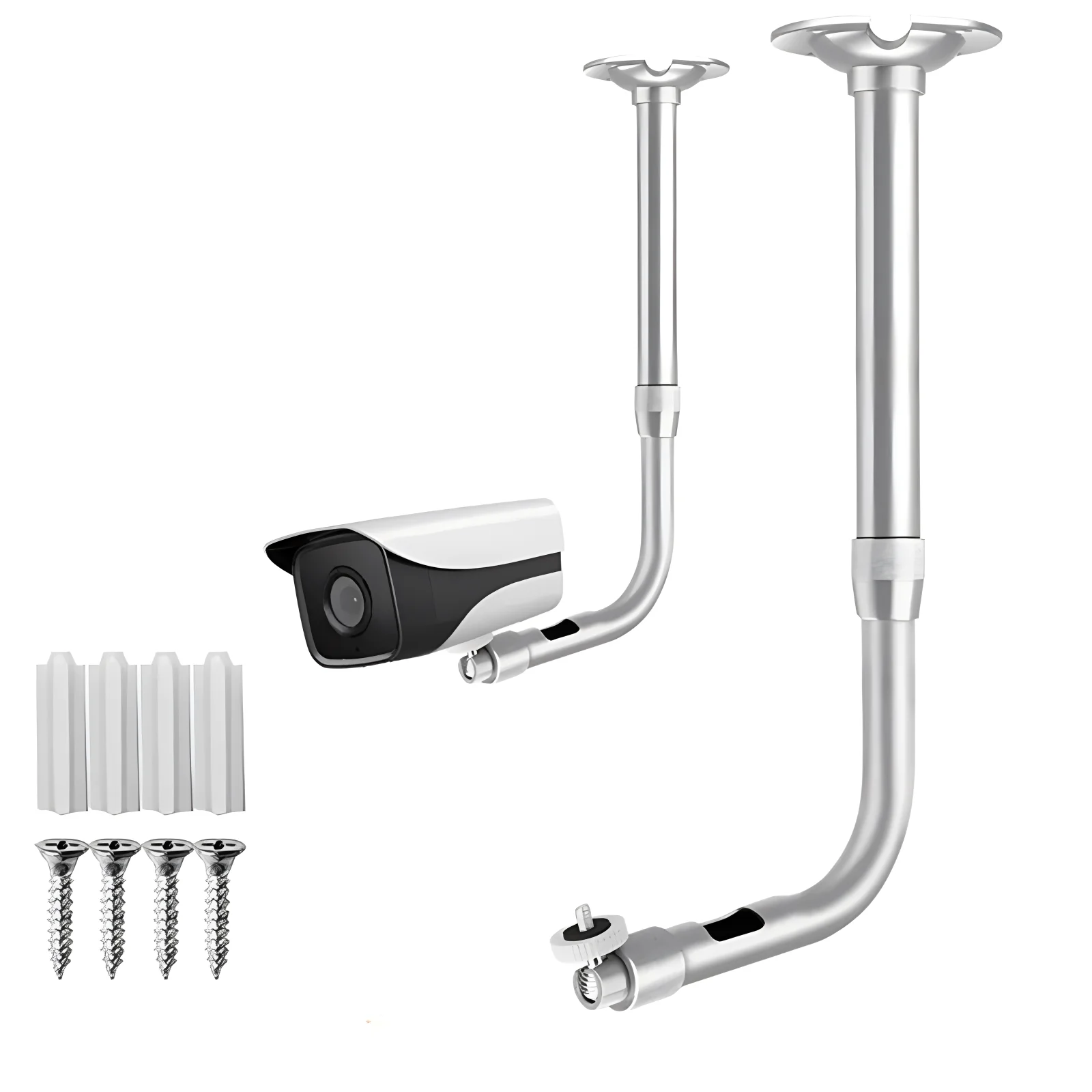 Aluminum Alloy L Type CCTV Camera Mount Bracket Telescopic Extension Pole for Dome Bullet Security Camera Wall Ceiling Stand