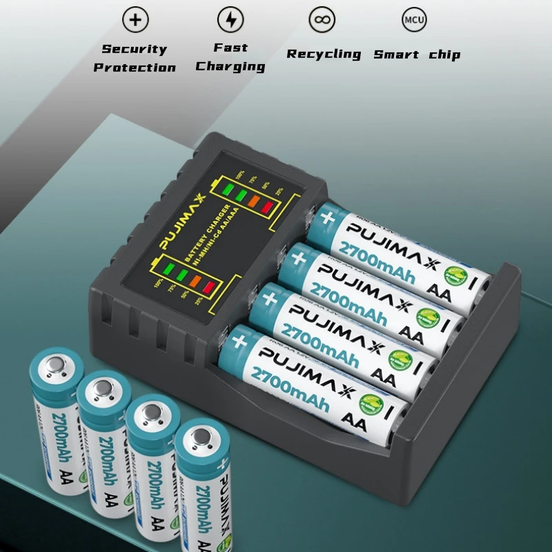 New LED Battery Charger Four-Slot Multi-Slot Intelligent Fast Charger for No.5 No.7 AAA/AA NiMH/NiCd Battery Charger Protection