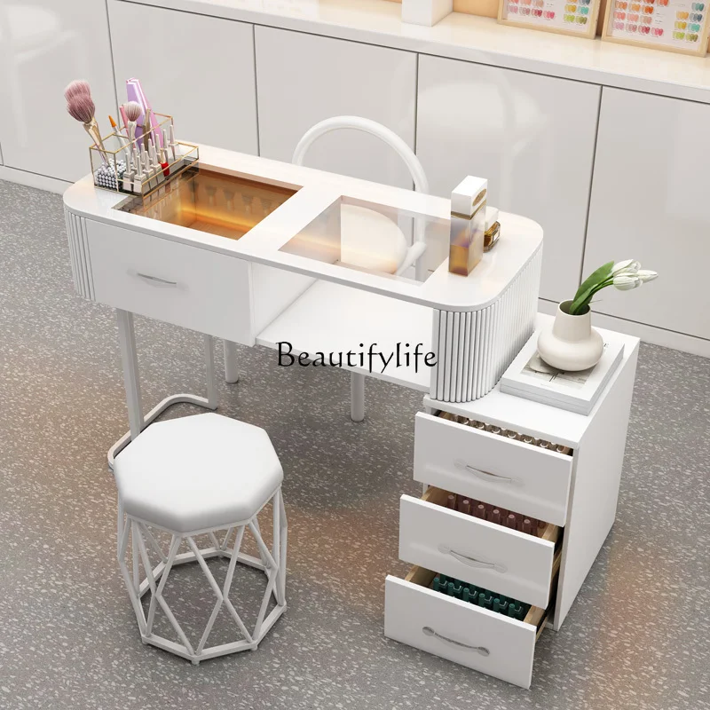 

Beauty Classic Manicure Table With Drawers Trendy Luxury Trendy Nail Table Portable Glass Escritorio Para Manicurista Furniture