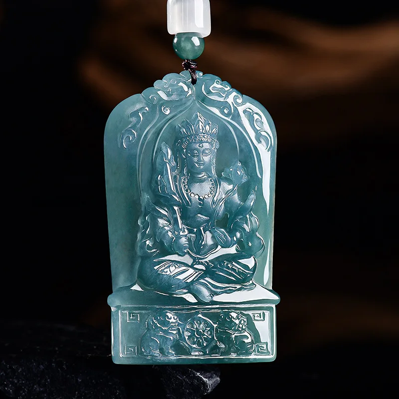 Grade A Natural Myanmar Jadeite Guanyin Pendant Necklace Amulet Accessories Luxury Charm Real Jade Talismans Gifts for Women