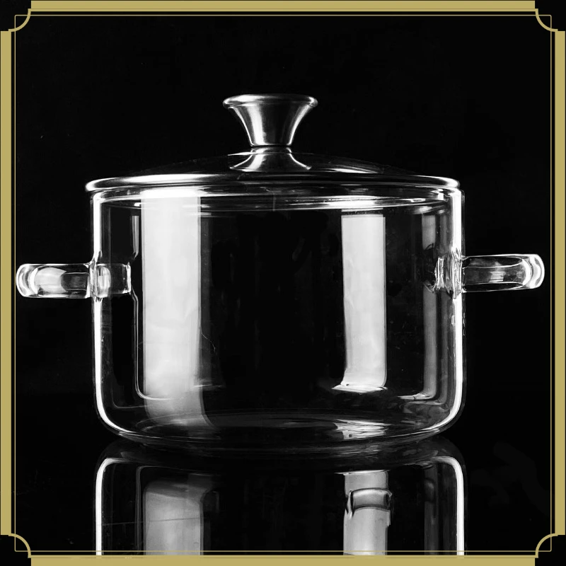 2pc Can Be Heated Transparent Glass Pot, Open Flame Stew Health Soup Pot Household