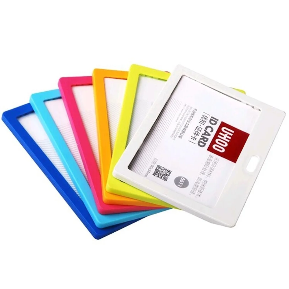 

Card Case Cover Sleeve Name Tag Label Holder Badge Uhoo Reusable Plastic Id Card Holder 90x54mm Horizontal 6 Colors 12pcs/lots