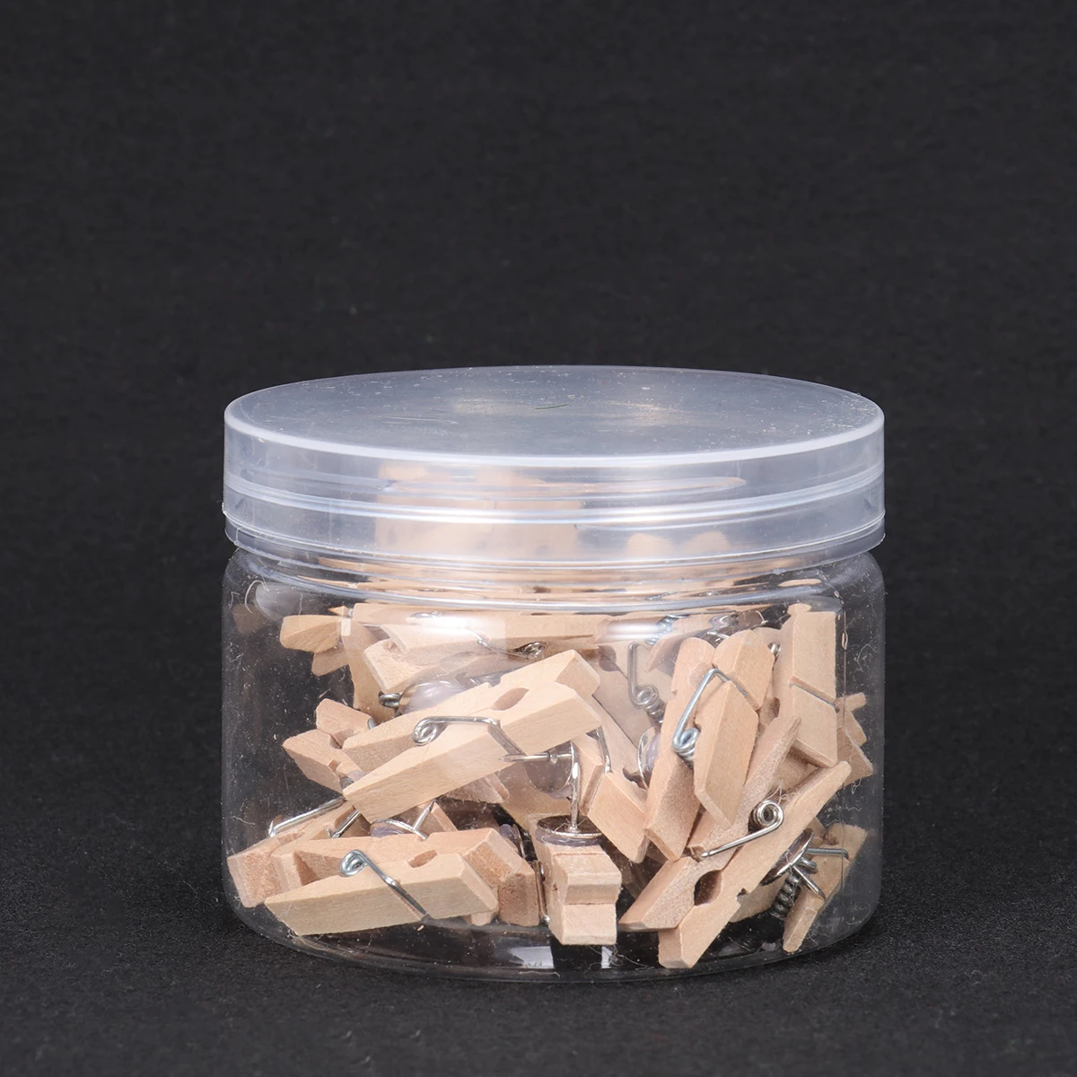 

30pcs Wooden Clips Natural Thumbtack Memo Photo Clamp Craft Projects Clip Storage Jar Pins Included For Home Office