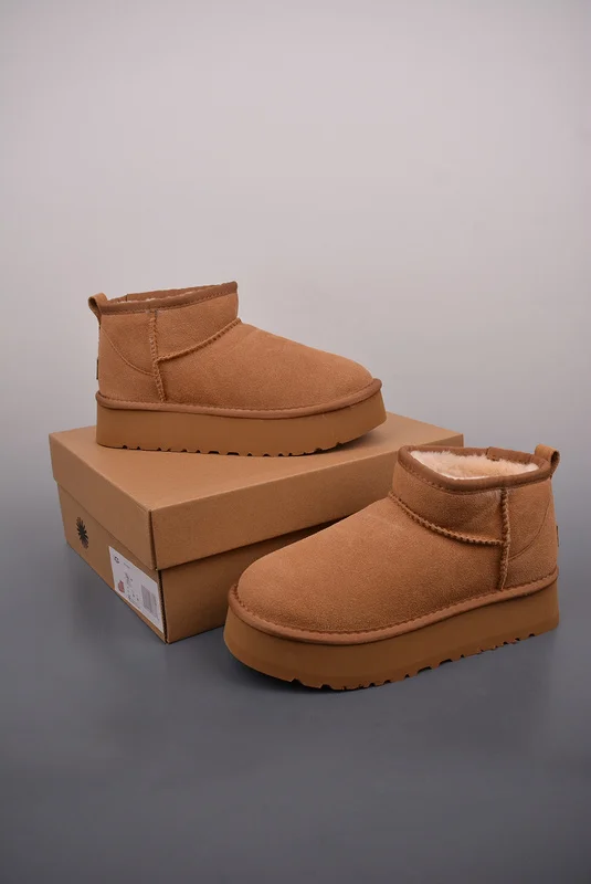 2025 Brand New Authentic Classic Women's UGG Classic Ultra Mini Platform Chestnut Boots (No Box)