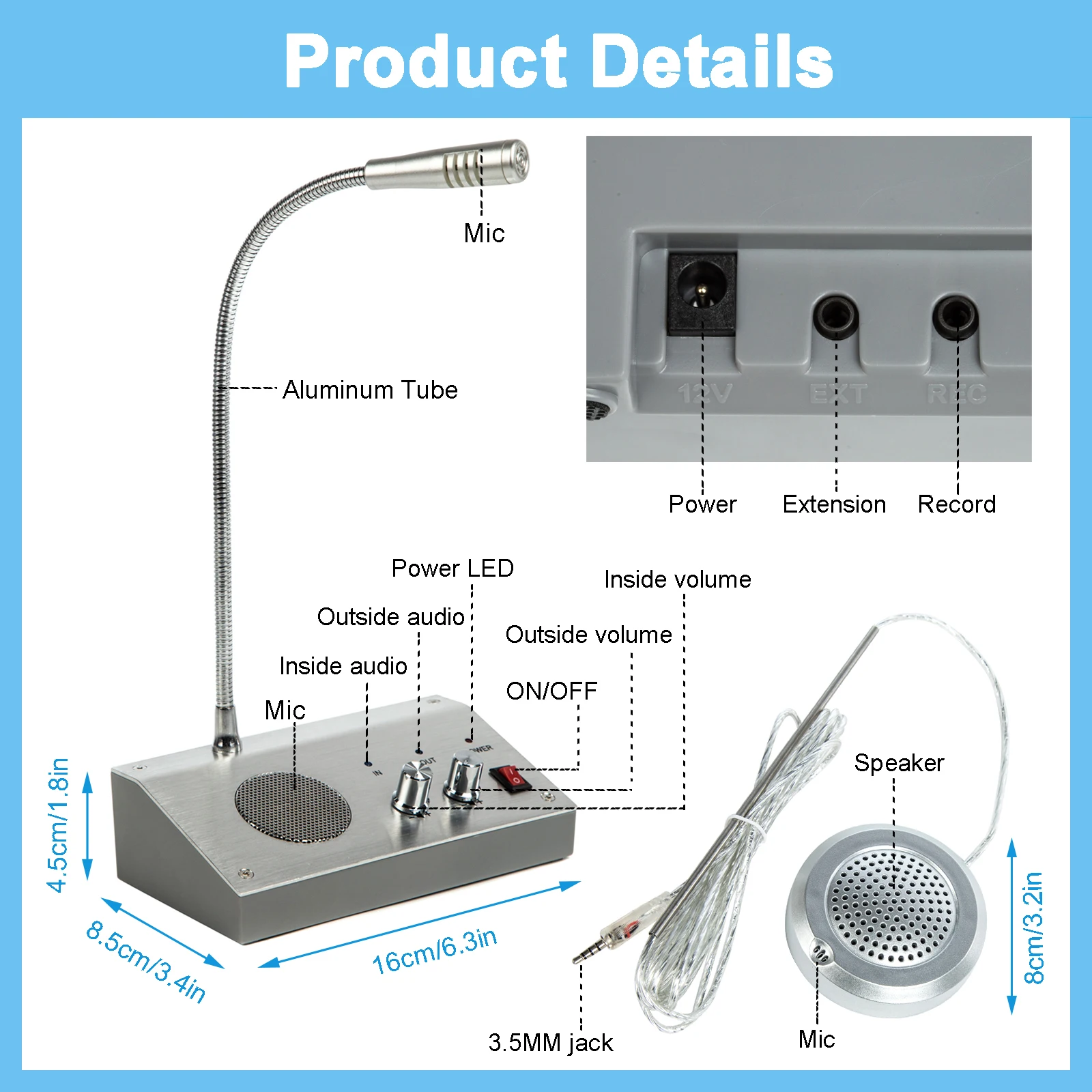 Imagem -04 - Home Security Zero-touch Alto-falante Dual-way Interphone Sistema Banco Counter Ticket Escritório Hospital Janela Intercom