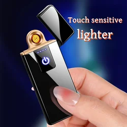 USB Tungsten Wire Lighter Windproof Intelligent Touch Sensing Double-sided Ignition Lightweight Easy To CarrySmoking Accessories