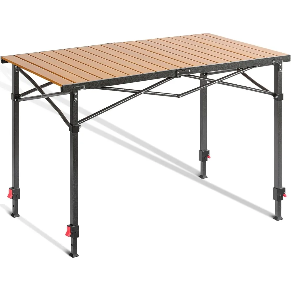 

Portable Outdoor Adjustable Height Camping Table, Large for 2-6 Person, Foldable Roll-up Aluminum Camp Table with Carry Bag for