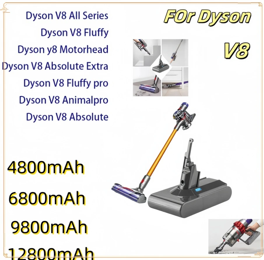 

❤For 100% NEW Dyson 21.6V For Dyson V8 Battery Absolute V8 Animal Li-ion SV10 Vacuum Cleaner series Rechargeable batteries;