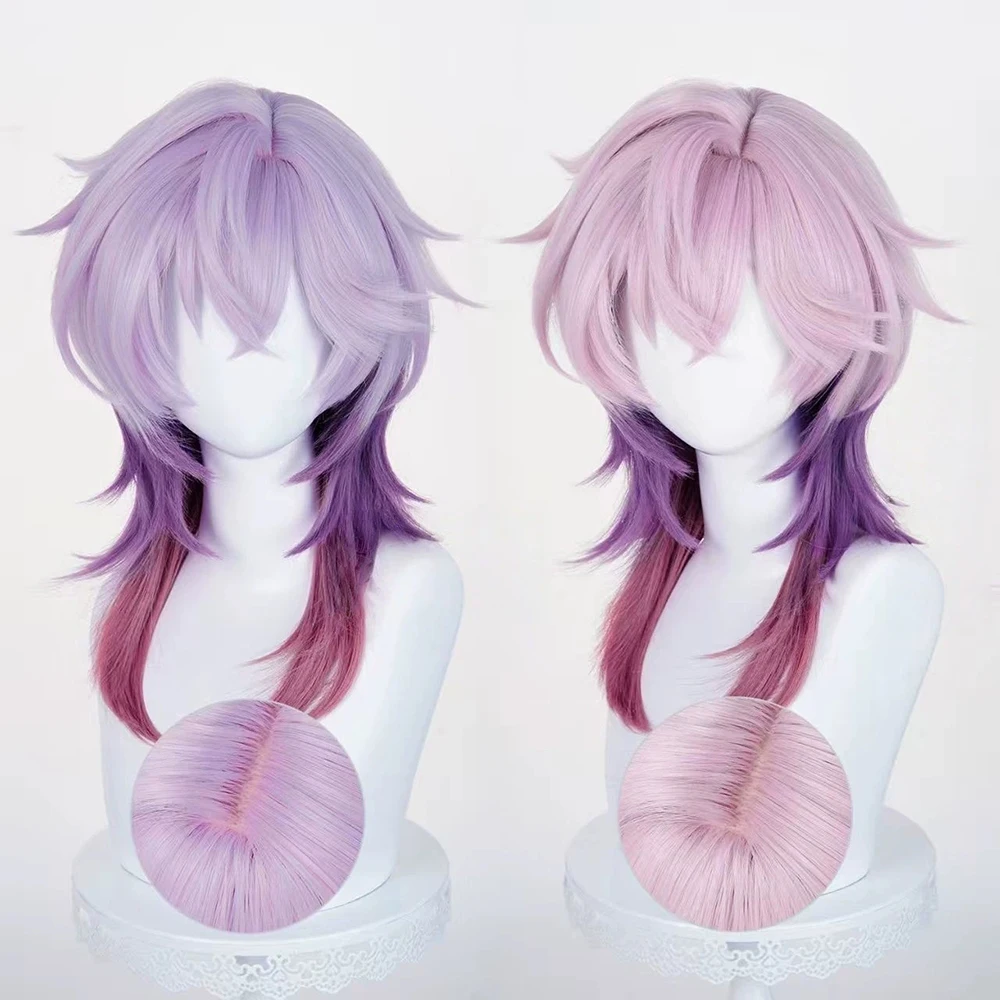 Peruka do cosplayu Genshin Impact Durin, damska/męska, różowo-fioletowa, gradientowa, odporna na ciepło, syntetyczna, rekwizyt na imprezę