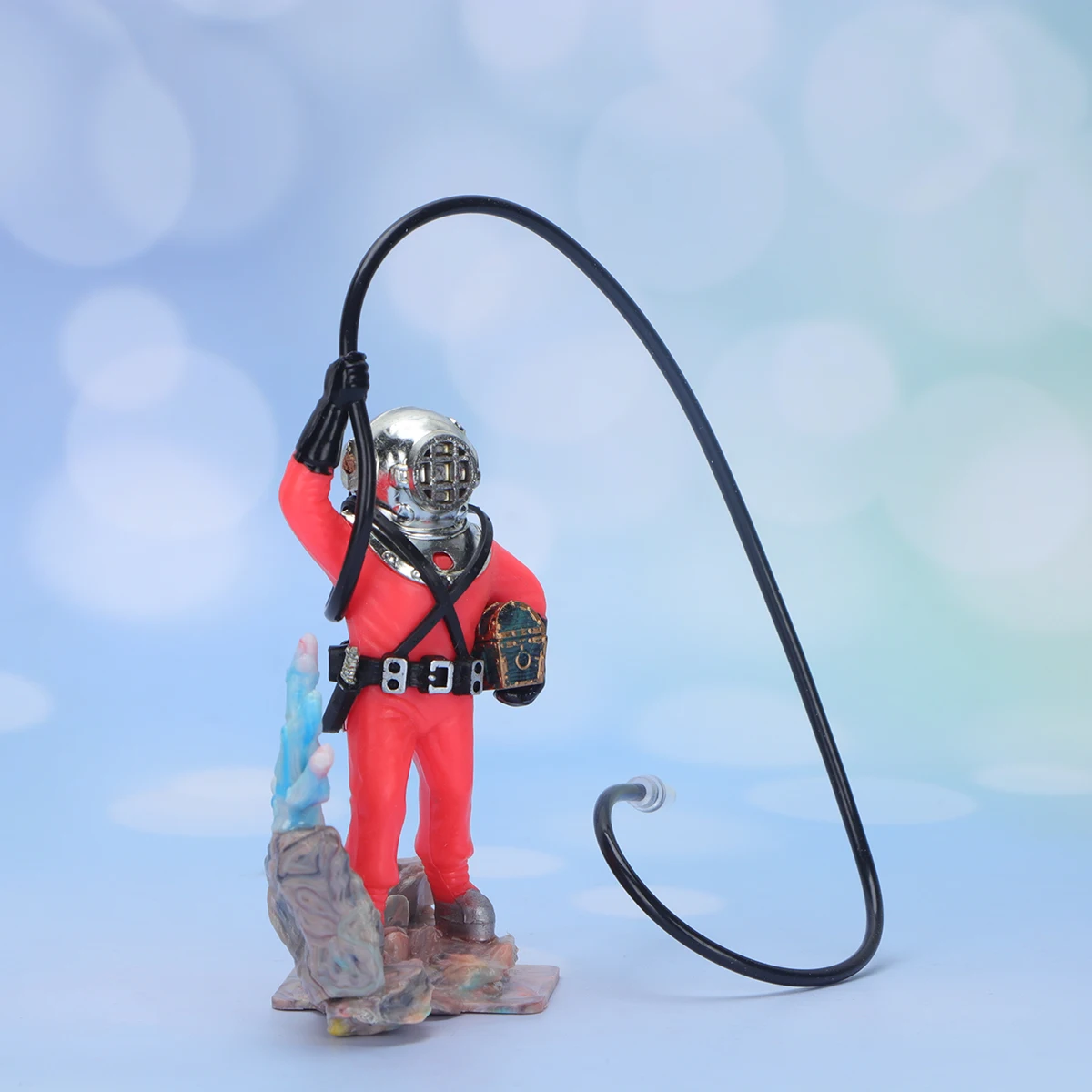 

Resin Diver Figure Aquarium Ornament Red Floating Fish Tank Bubble Effect Underwater Landscape Decor Aquarium Treasure Ornament