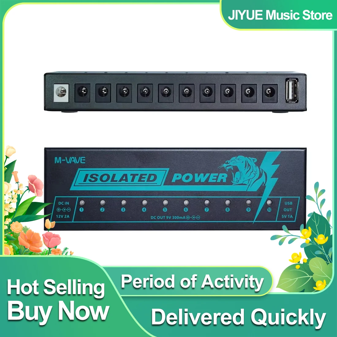 M-VAVE E-Gitarre Effektpedal Netzteil 10 isolierte DC-Ausgänge 9 V 300 mA Pedal Netzteil E-Gitarre