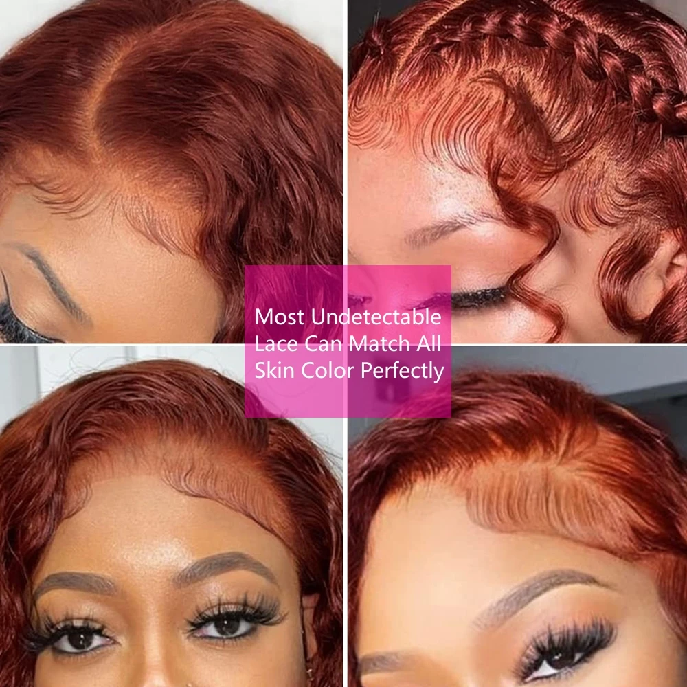 Reddish Brown 13x6 Hd Human Hair Lace Frontal Wig Body Wave 4x4 Closure Wig Pre Plucked Dark Red Brown 13x4 Lace Front Wigs