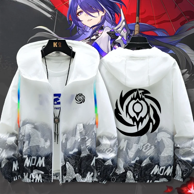 

Молодежная летняя куртка с защитой от УФ-излучения, свободного кроя, из полиэстера, с длинными рукавами, на молнии, с капюшоном и боковыми карманами