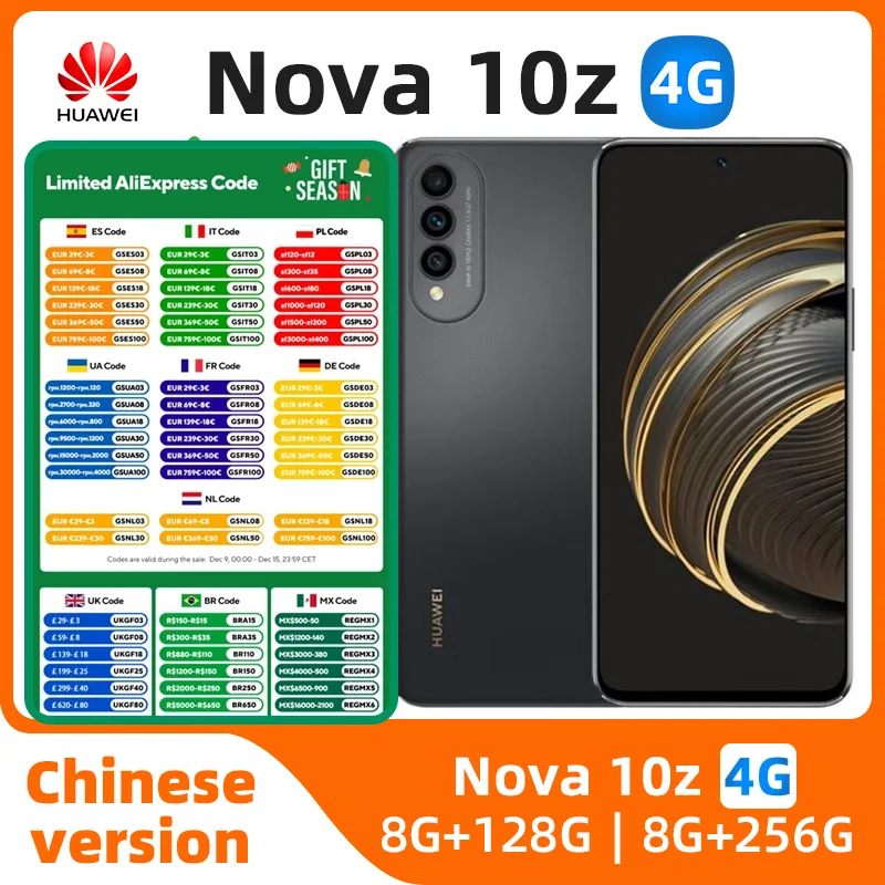 HUAWEI nova 10z 4g Smartphone 6.6 inch SuperCharge 40W 4000mAh Mobile phones 64MP Camera CPU Kirin 710A Original used pho