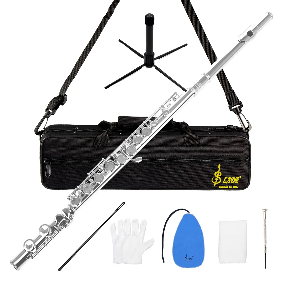 SLADE Factory High-Quality Cupronickel C-key 16-Hole Flute Set Closed Hole C Tone Flute With Case Stand Gloves Cleaning Cloth