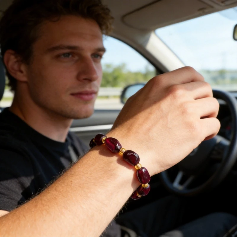 Natural Brazil Purple Garnet Mala Bracelet Garnet Crystal Colorful Gemstone Wenwan Prayer Beads Jewelry For Men Women