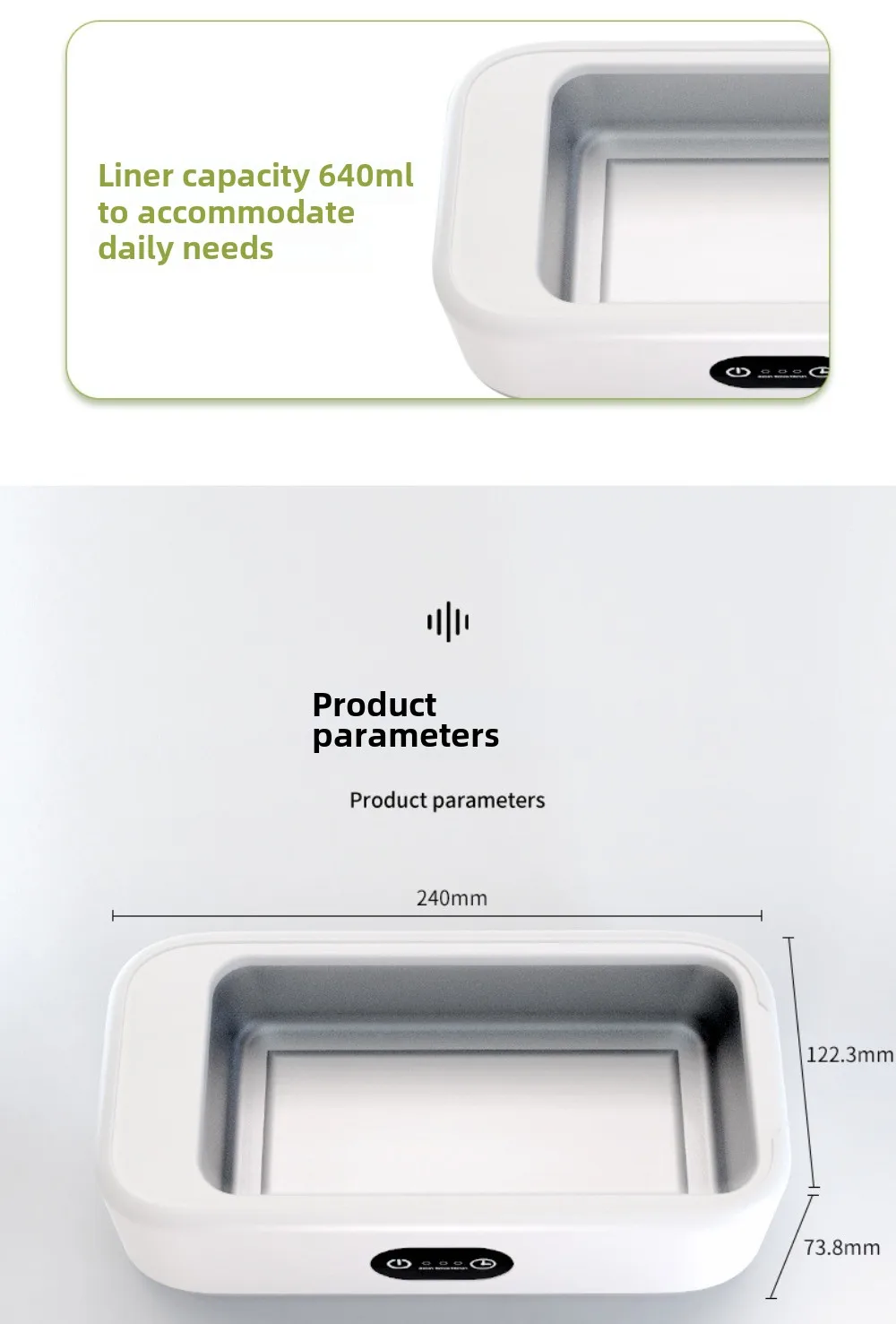 เครื่องทําความสะอาดอัลตราโซนิกการตั้งค่าเวลาฟันปลอมแว่นตาทําความสะอาดขนาดเล็กเครื่องประดับวงเล็บเครื่องประดับแบบพกพา 640ml ในครัวเรือน Sonic