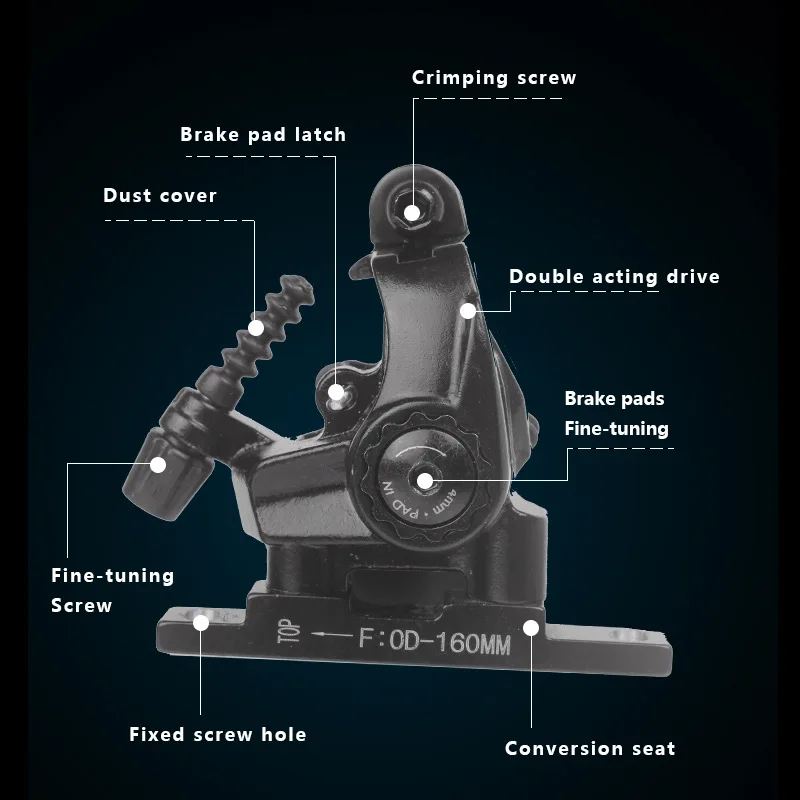 RACEWORK แผนที่จักรยานเบรคลูกสูบคู่ Caliper ด้านหน้าด้านหลังเบรค 160 มม.โรเตอร์ลวดดึงเบรค