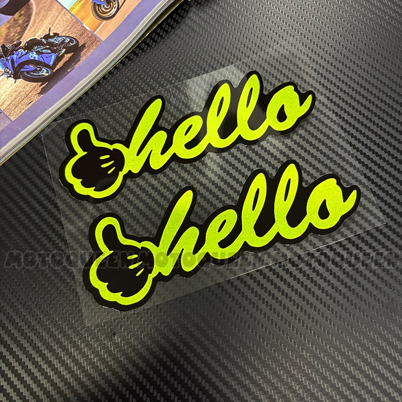 Hello Stickers Scooter Motorcycle Fuel Tank Pad Side Fairing Decal For Car Vespa Suzuki Kawasaki Honda BMW Brixton Mutt Norton