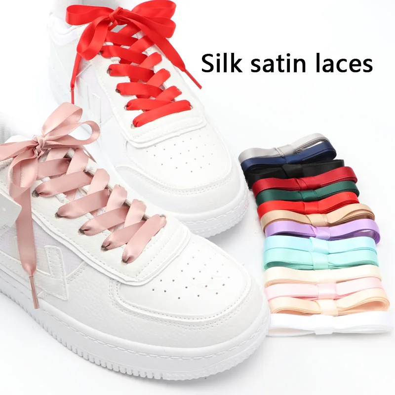1 Pair Flat Shoe laces Satin Ribbon Silk Shoe lace Child Adult Leisure Lace Shoelaces Woman White Shoelace 80/100/120/150 CM