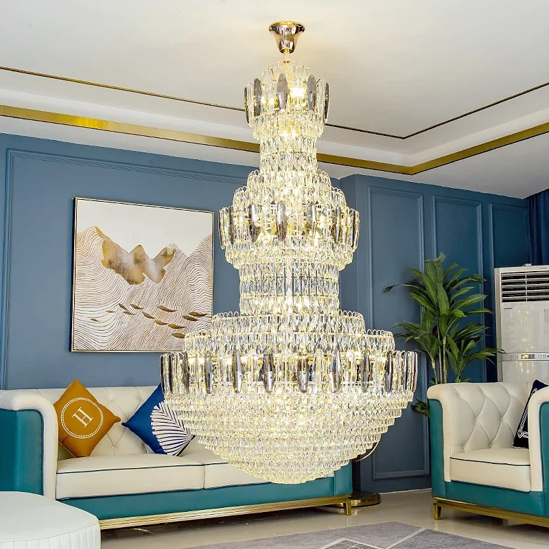 

HY Italian Light Luxury Crystal Chandelier Hotel Lobby Villa Duplex Floor Hollow Luxury Postmodern Large Lighting