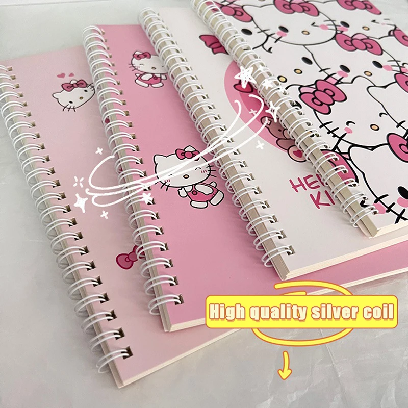 Sanrio Olá Kitty Cartoon bobina Notebook, Notebook Student, Escola bonito escrevendo ferramenta, A5