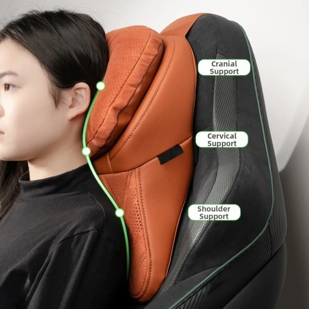-Universal Car Neck Pillow Headrest Support Cushion Memory Foam Breathable Adjustable Straps Easy Installation Comfortable