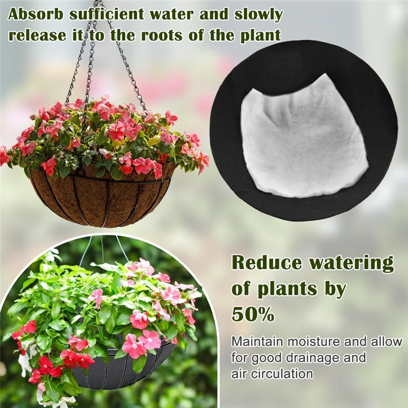 

ABVA-10X10inch Self Watering Hanging Basket Liner Watering Liners Absorbing Mat Self Watering Liners For Hanging Basket