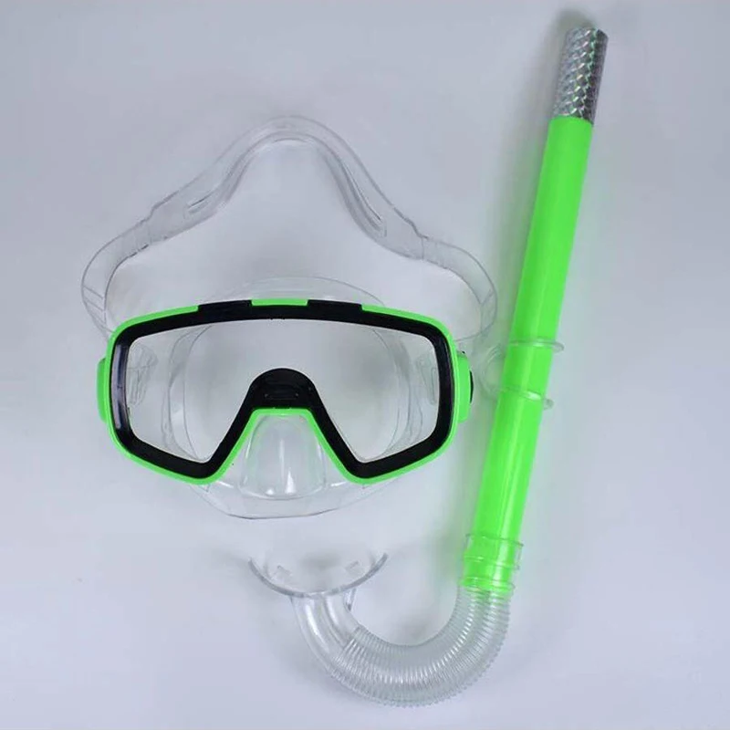 Diving Face Mirror Suction Tube Set For Snorkeling And Swimming Equipment Large Frame Swimming Goggles Adult And Children Swim