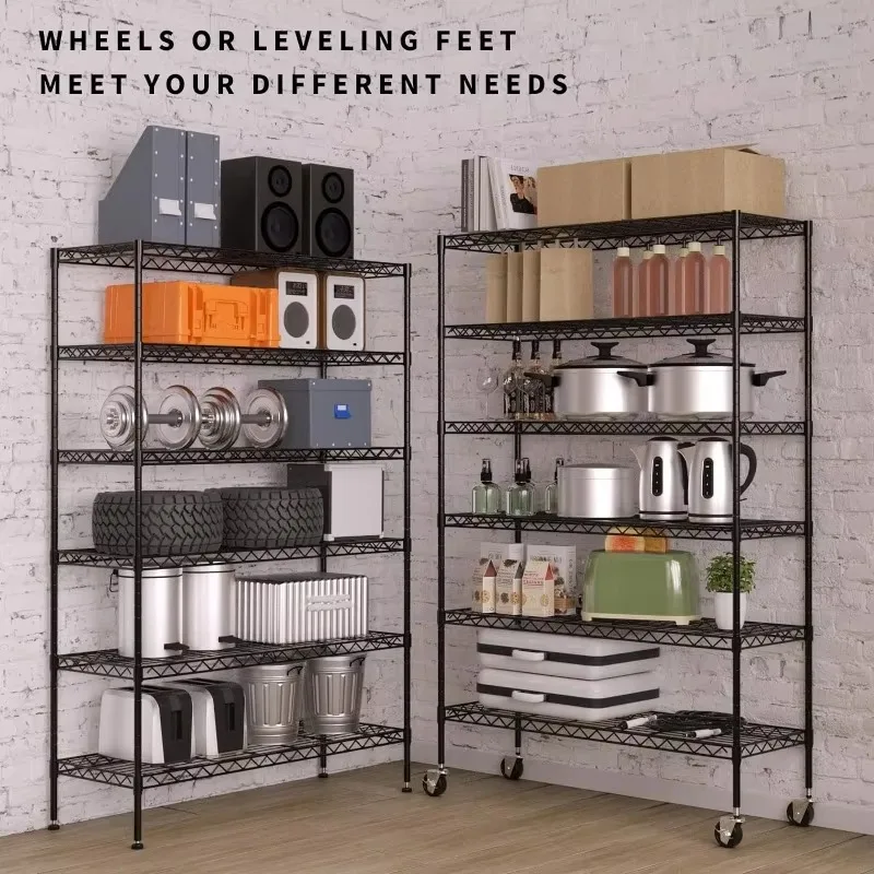 YYkokocat 6-Tier Wire Shelving Unit 2100Lb Capacity Adjustable Storage Shelves with Wheels NSF Metal Shelf,82