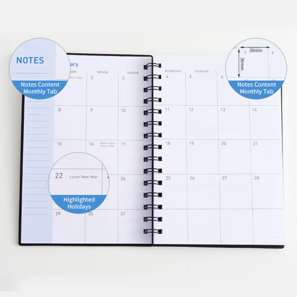 2024-2025 A5 Monthly Planner Notebook Weekly Agenda Routines Notebook For 18 Months Time Management Journal Stationery Supplies