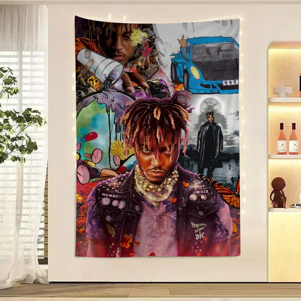 Singer Juice Wrld Cartoon Tapestry Home Decoration hippie bohemian decoration divination Home Decor