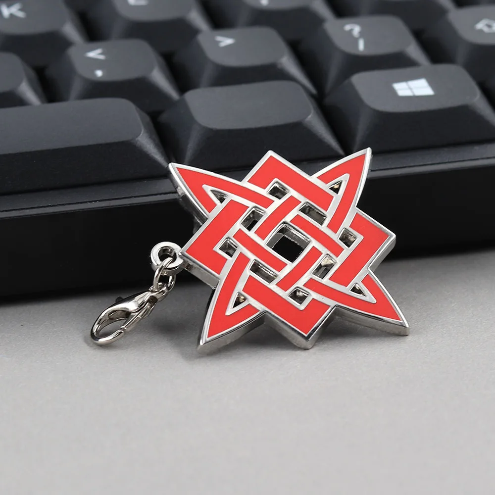 Slawischer Stern von Lada Amulett Schlüsselanhänger, antikes heidnisches Symbol, Schlüsselring, heilige Geometrie, Sternstab, Talisman, roter, grauer Metall-Taschenanhänger – Detail 6
